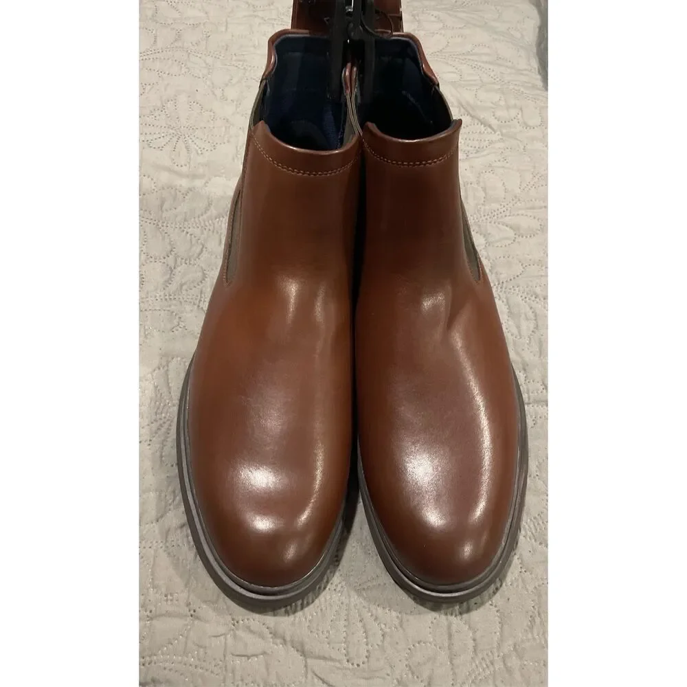 No Boundaries Men’s 12 Faux Leather Brown Dress Boots Comfort Shoes New